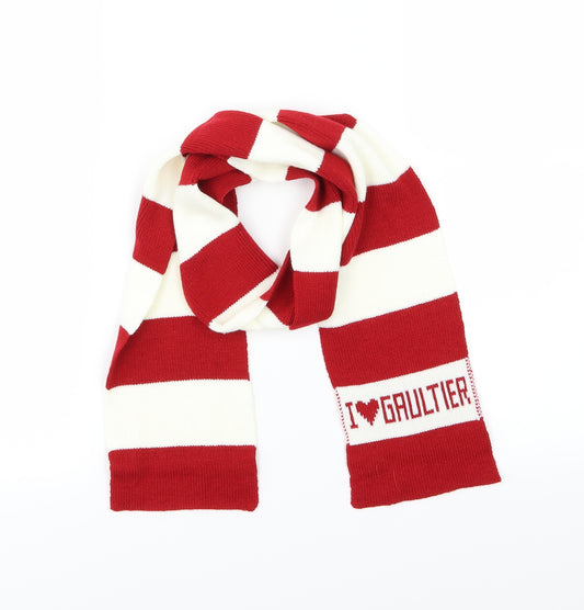 Jean Paul Gaultier Unisex Red Striped Knit Rectangle Scarf Scarf One Size
