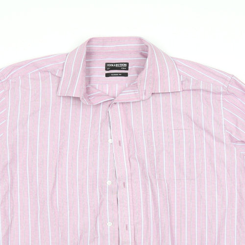 The Collection Mens Pink Striped   Dress Shirt Size 17