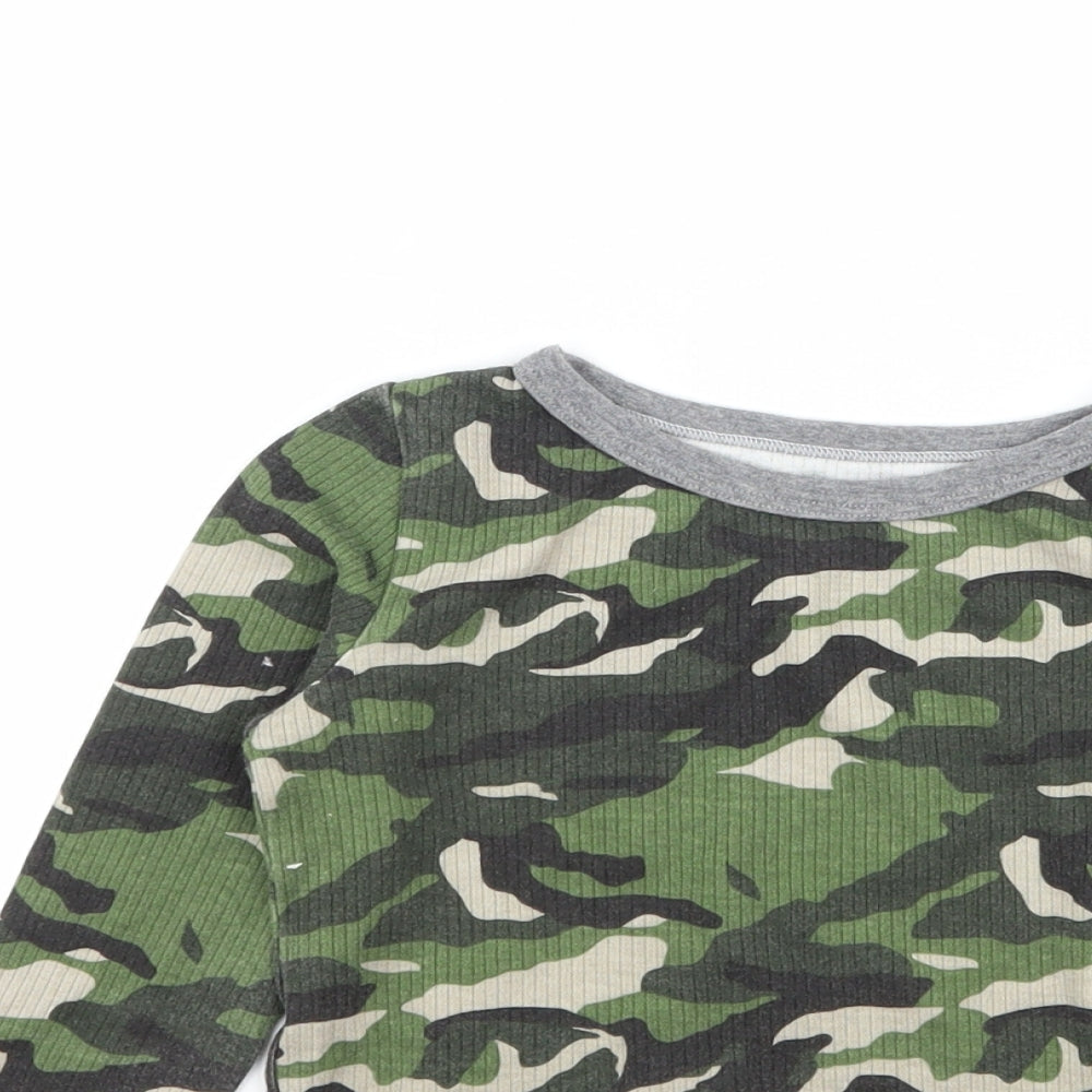 Primark Boys Green Camouflage Jersey  Pyjama Top Size 3-4 Years