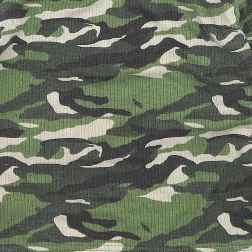 Primark Boys Green Camouflage Jersey  Pyjama Top Size 3-4 Years