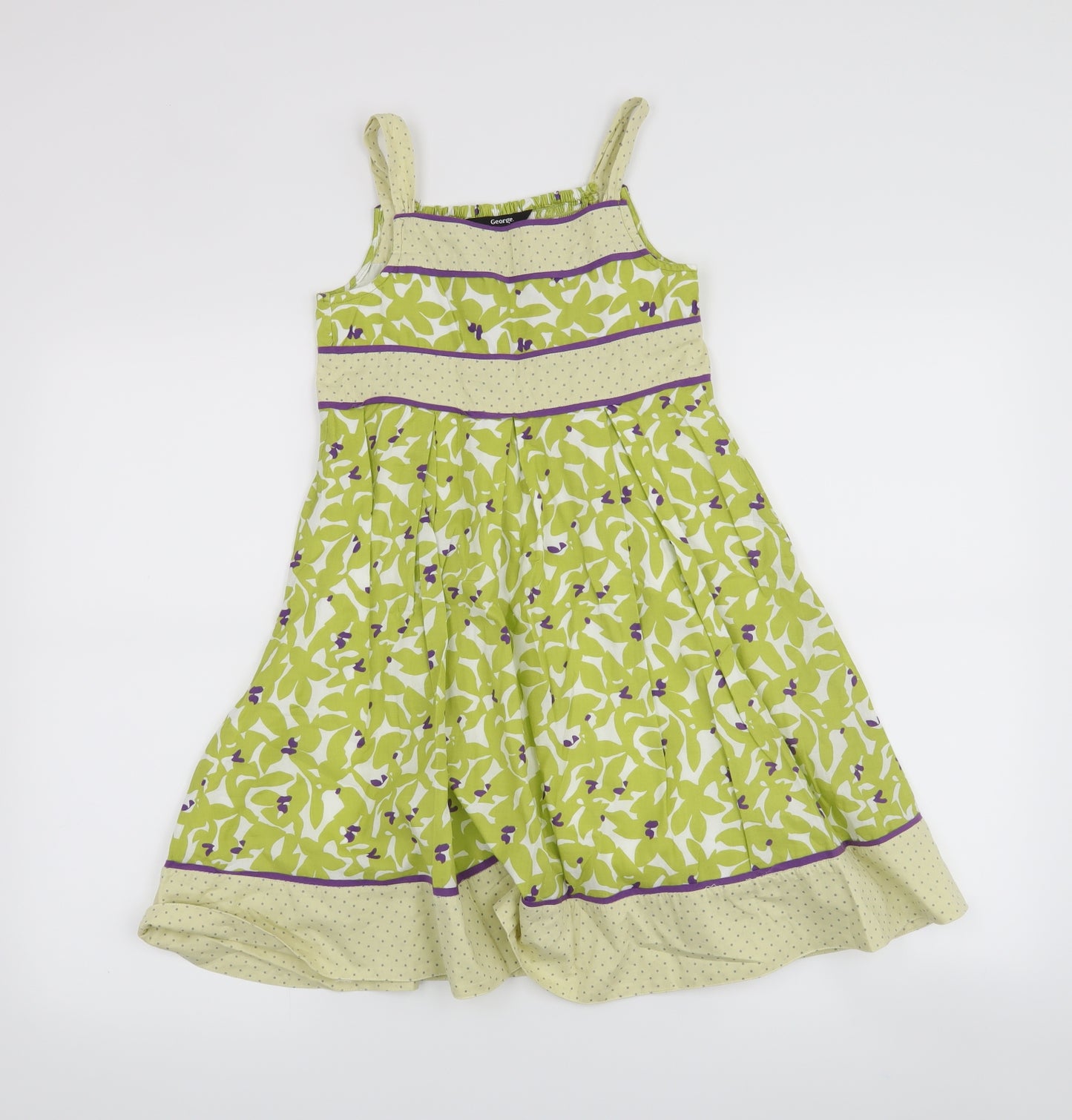 George Girls Green Floral  A-Line  Size 8-9 Years