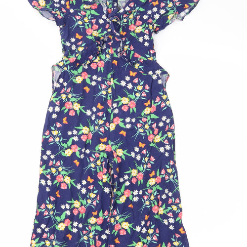 Blue Zoo Girls Blue Floral  Jumpsuit One-Piece Size 7 Years