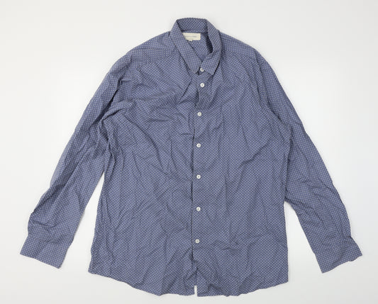 Frederik Anderson Mens Blue Polka Dot   Dress Shirt Size XL