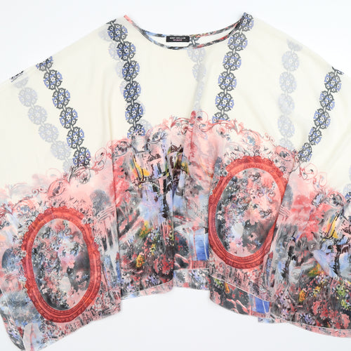 Kurt Muller Womens Beige Floral Chiffon Kimono Blouse Size S