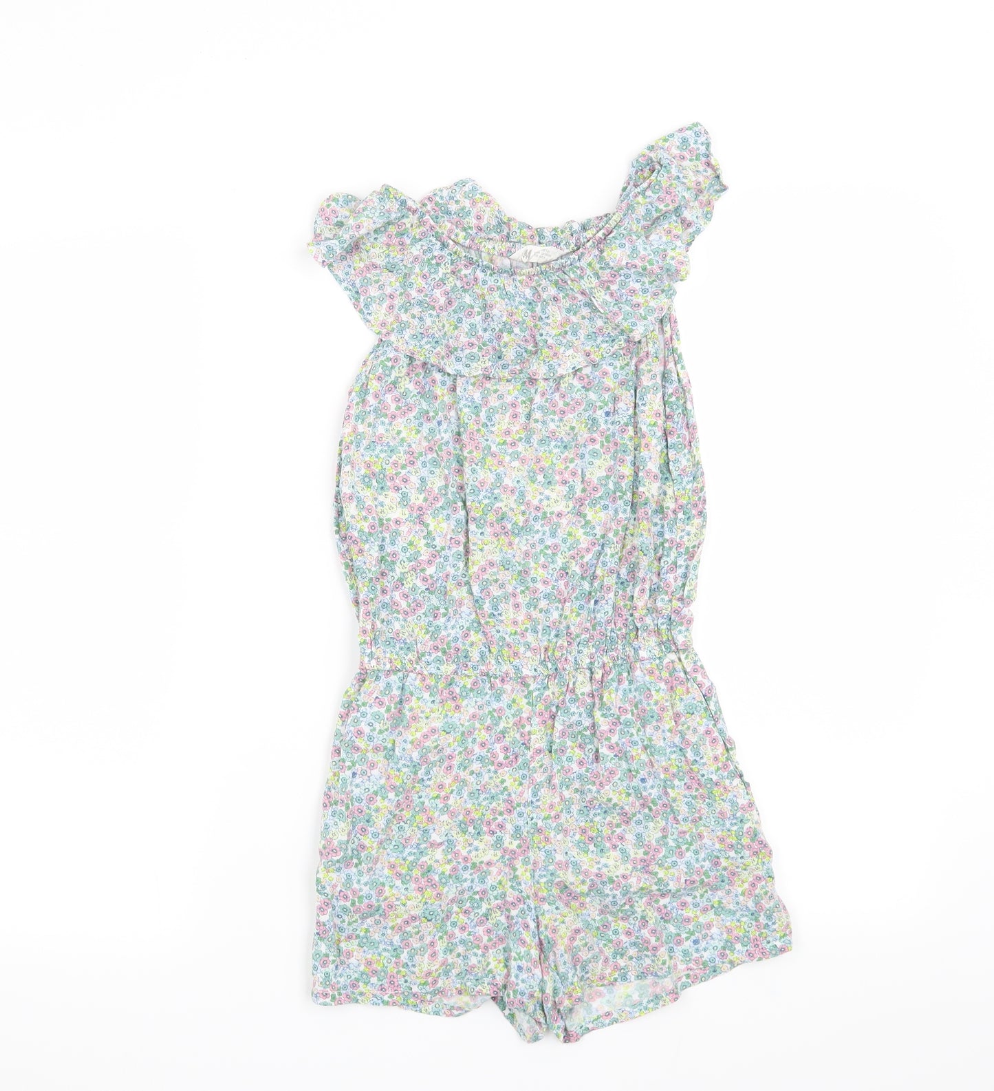 H&M Girls Green Floral  Playsuit One-Piece Size 8 Years