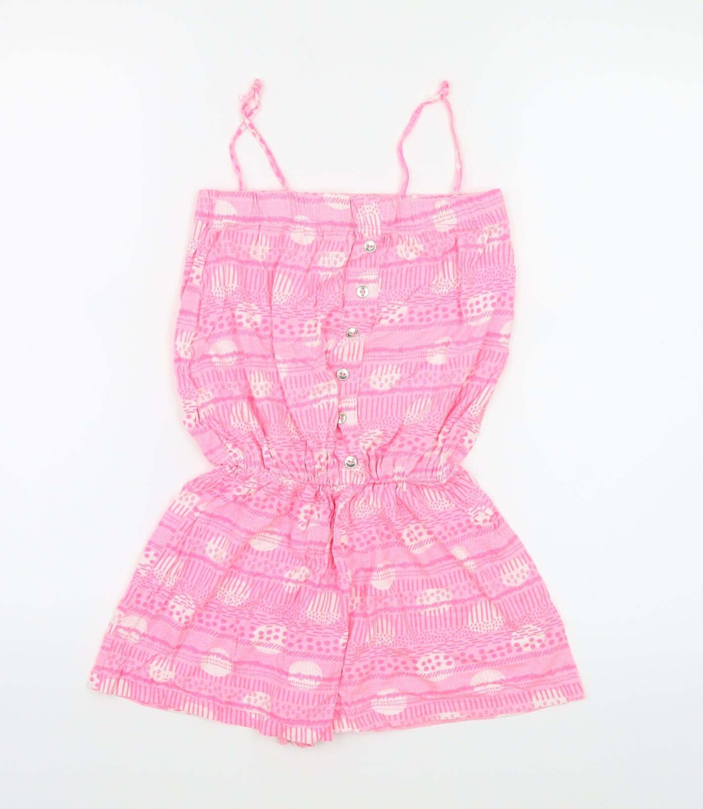 Young Dimension Girls Pink Geometric Jersey Playsuit One-Piece Size 10-11 Years