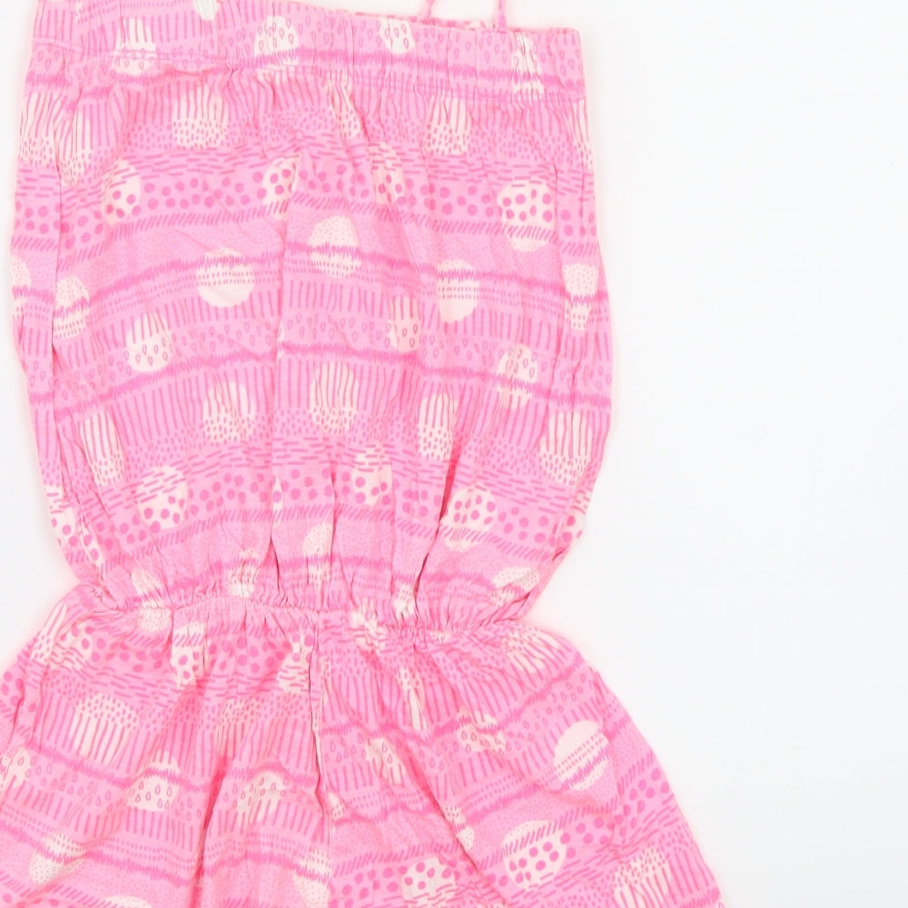Young Dimension Girls Pink Geometric Jersey Playsuit One-Piece Size 10-11 Years