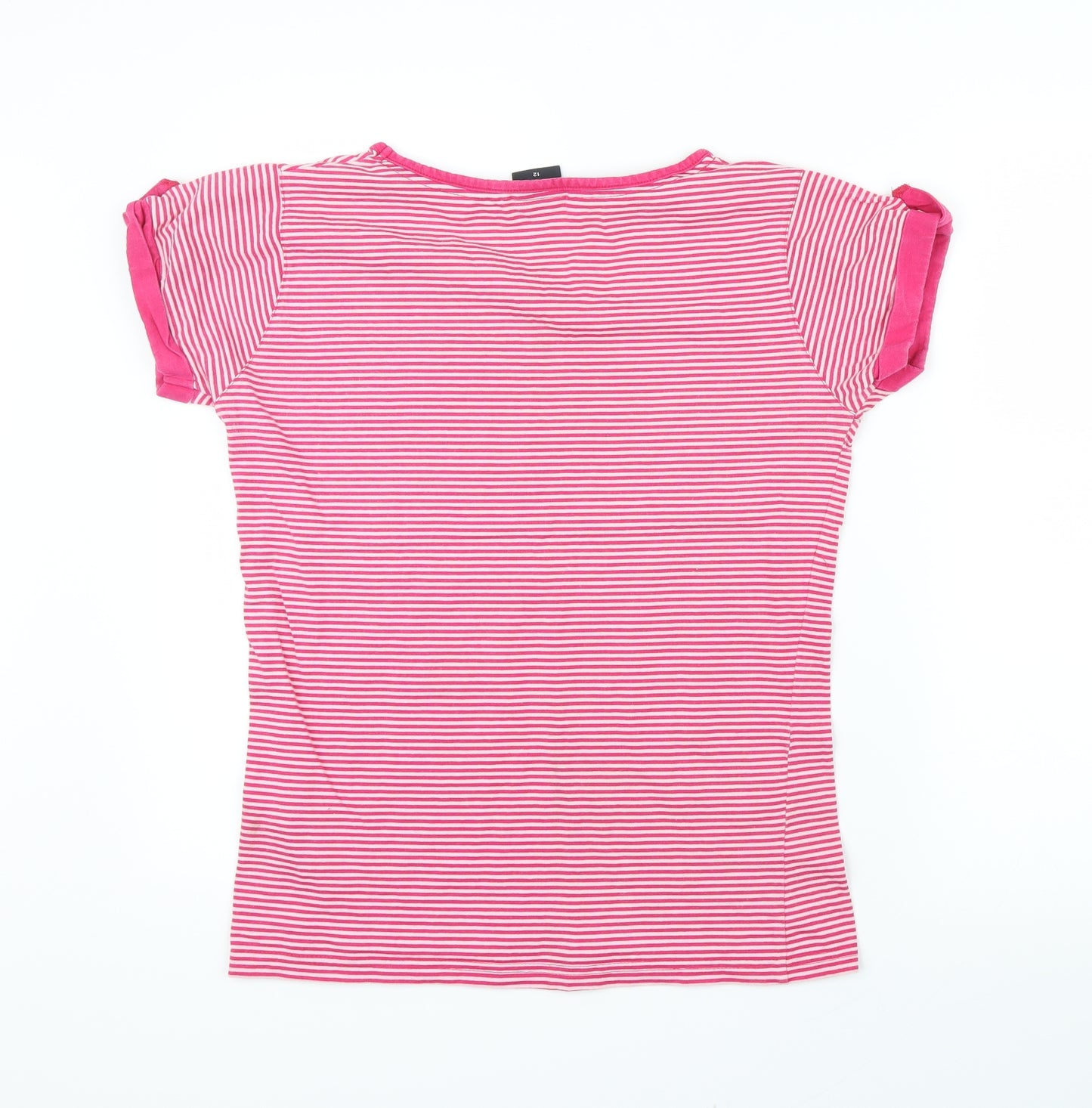Toggi Womens Pink Striped  Basic T-Shirt Size 12