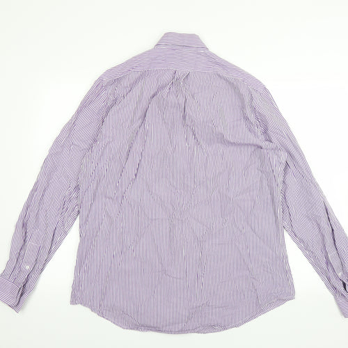 Hamden Mens Purple Striped   Dress Shirt Size 16.5