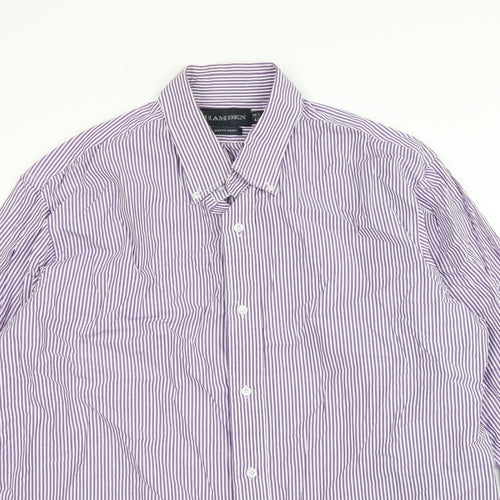 Hamden Mens Purple Striped   Dress Shirt Size 16.5