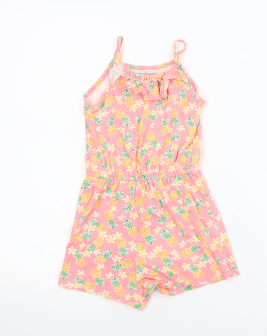 Primark Girls Pink Floral  Romper One-Piece Size 5-6 Years