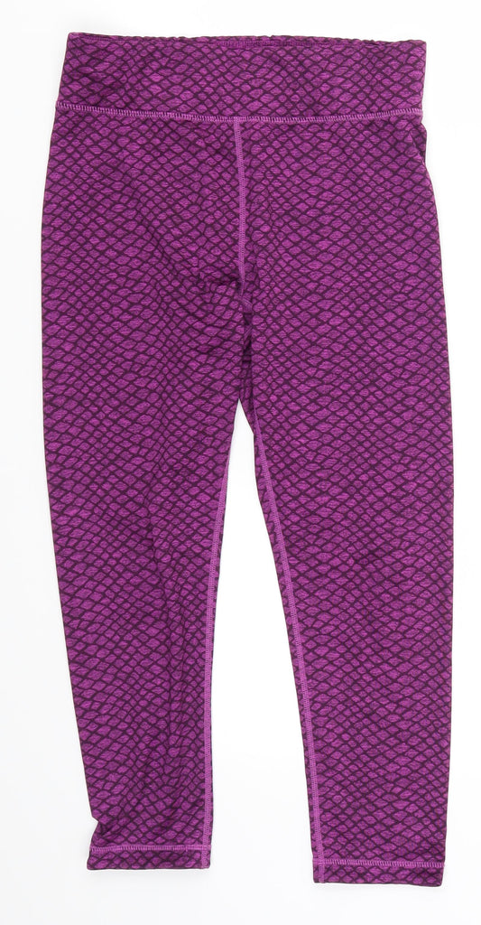 Dri More Womens Pink Geometric Ramie Cropped Leggings Size 26 in L22 in