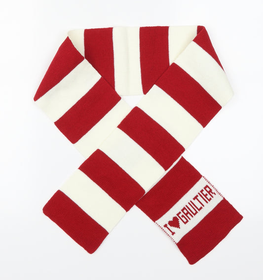Jean Paul Gaultier Mens Red Striped  Pashmina Scarf One Size  - I Love Gaultier