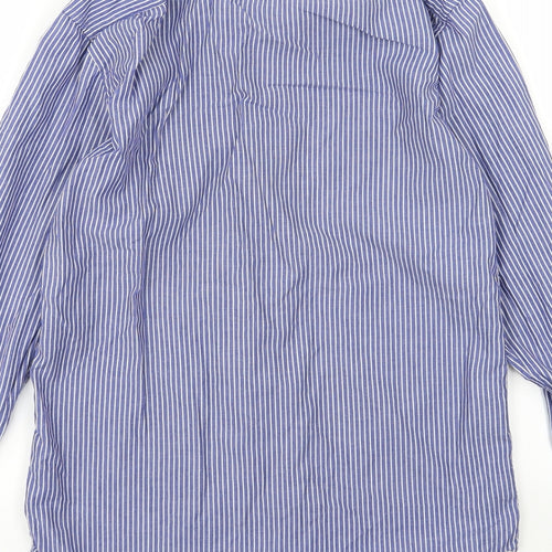 Primarl Mens Blue Striped Woven  Dress Shirt Size S