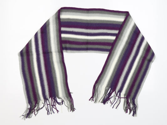 Preworn Mens Purple Striped Knit Scarf  One Size