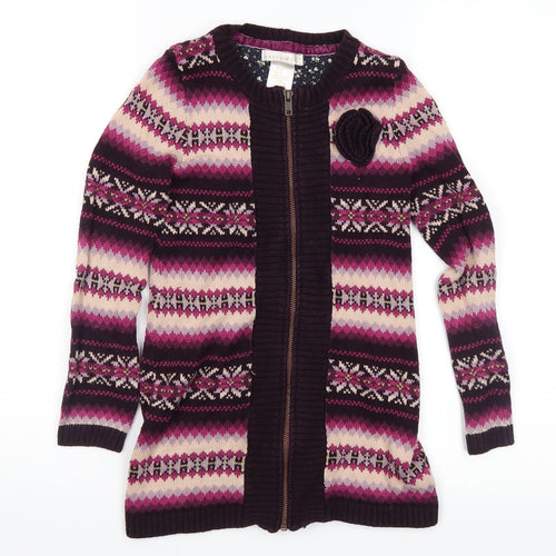 Maggie & Zoe Girls Pink Fair Isle Knit Overcoat Coatigan Size 7 Years