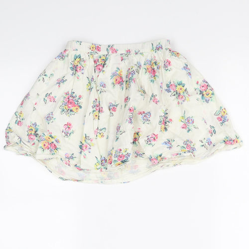 Cath Kidston Girls Beige Floral  Flare Skirt Size 7 Years