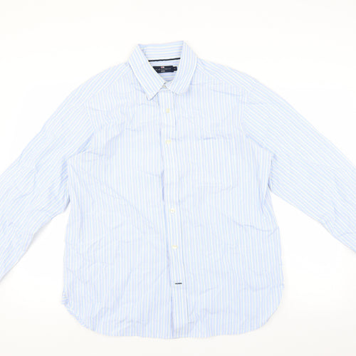 Marks and Spencer Mens Blue Striped   Dress Shirt Size M