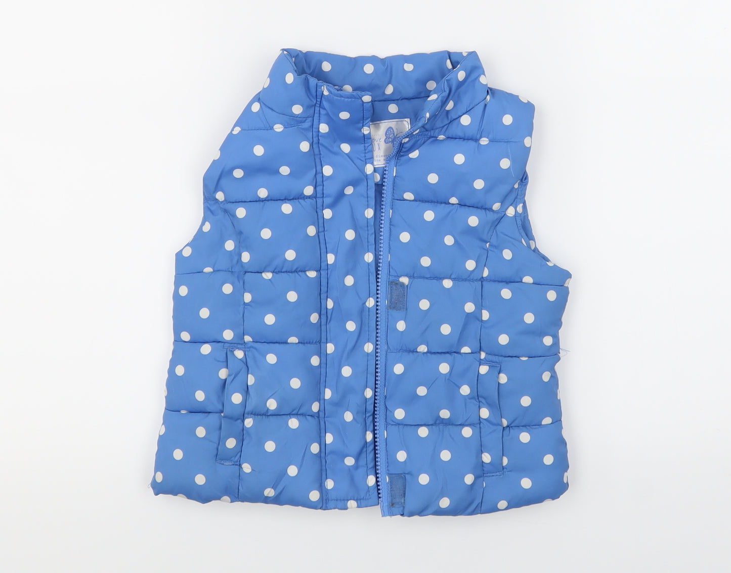 Young Dimension Girls Blue Polka Dot  Gilet Coat Size 2 Years