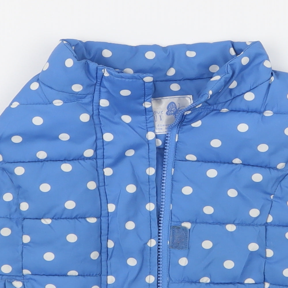 Young Dimension Girls Blue Polka Dot  Gilet Coat Size 2 Years