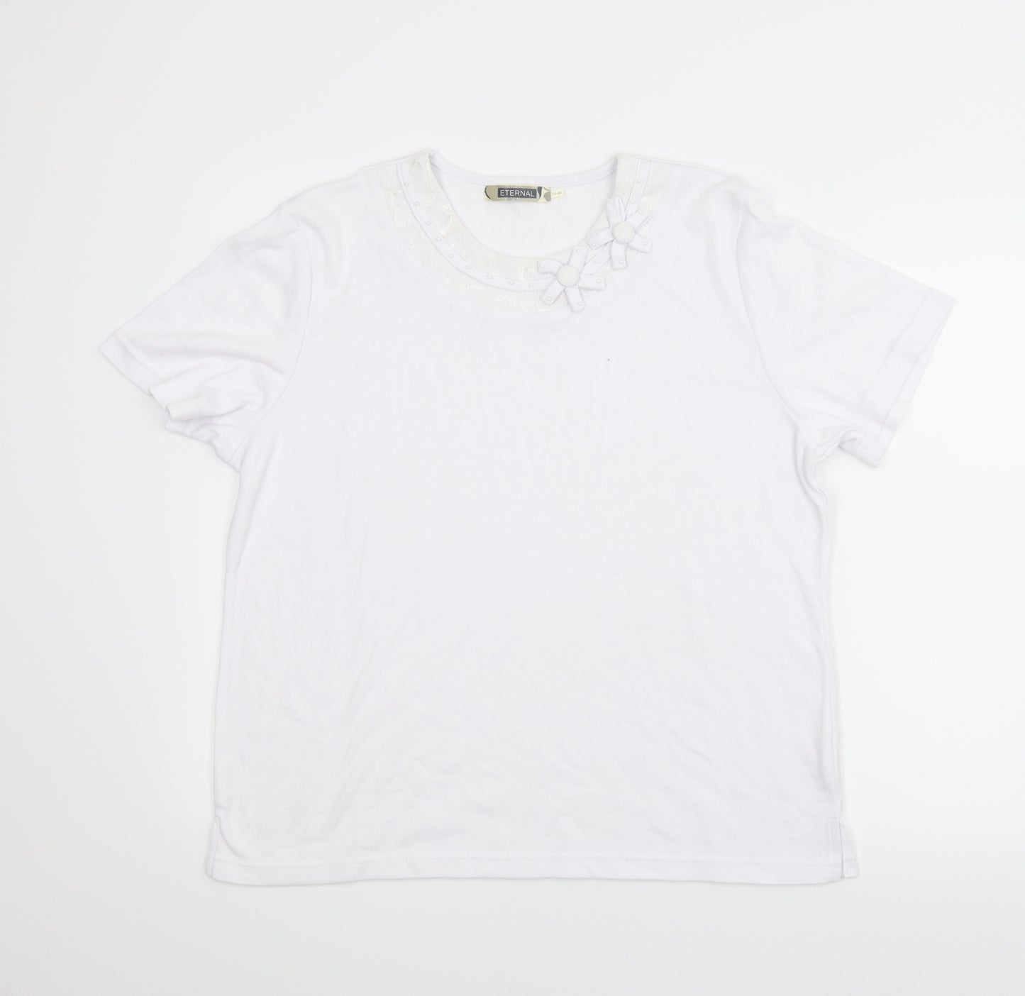 Eternal Womens White Floral  Basic T-Shirt Size 18