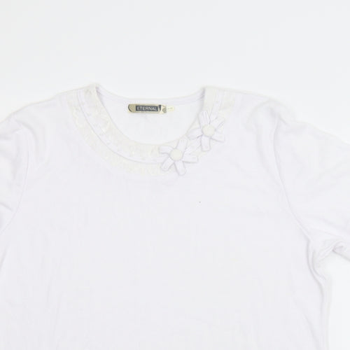 Eternal Womens White Floral  Basic T-Shirt Size 18