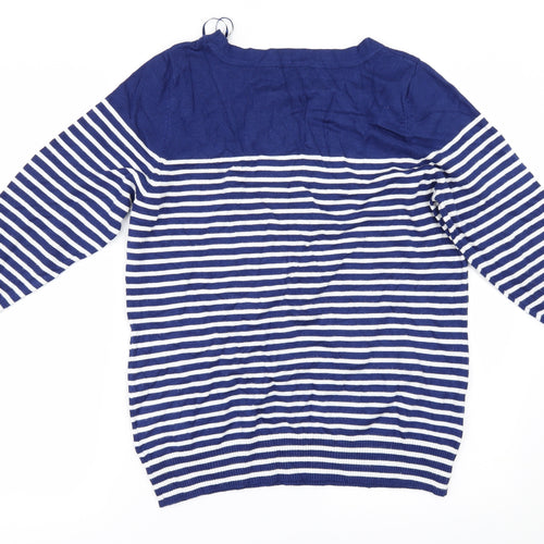 Joseph A Womens Blue Striped  Pullover Jumper Size L