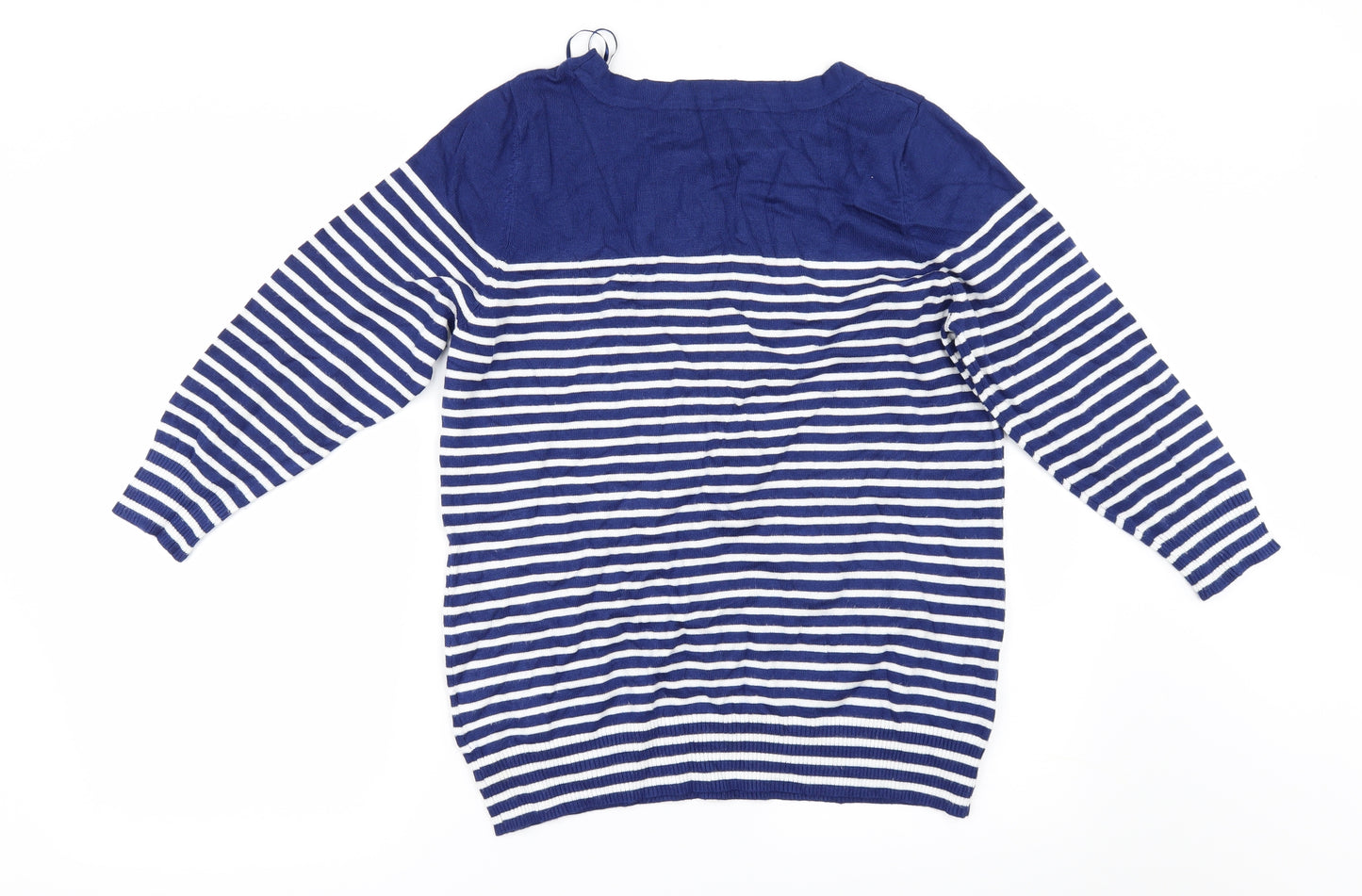 Joseph A Womens Blue Striped  Pullover Jumper Size L