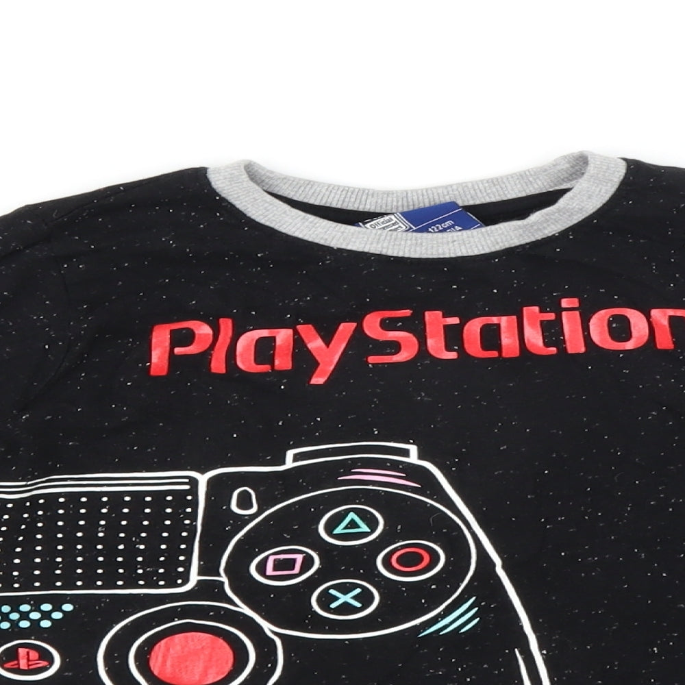 PlayStation Boys Black   Basic T-Shirt Size 6-7 Years  - Playstation