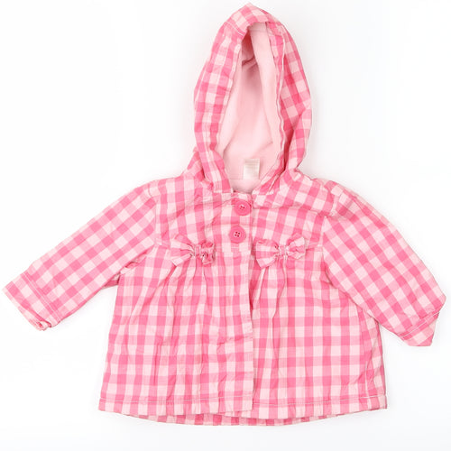 NEXT Girls Pink Plaid  Basic Coat Coat Size 6-9 Months