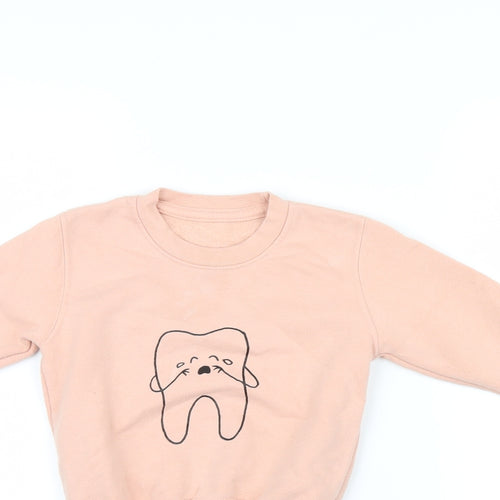 White Stuff Girls Pink   Pullover Jumper Size 12-18 Months  - tooth