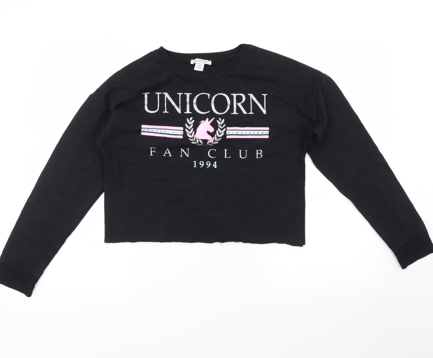 Primark Girls Black   Pullover Sweatshirt Size 13-14 Years  - unicorn fan club