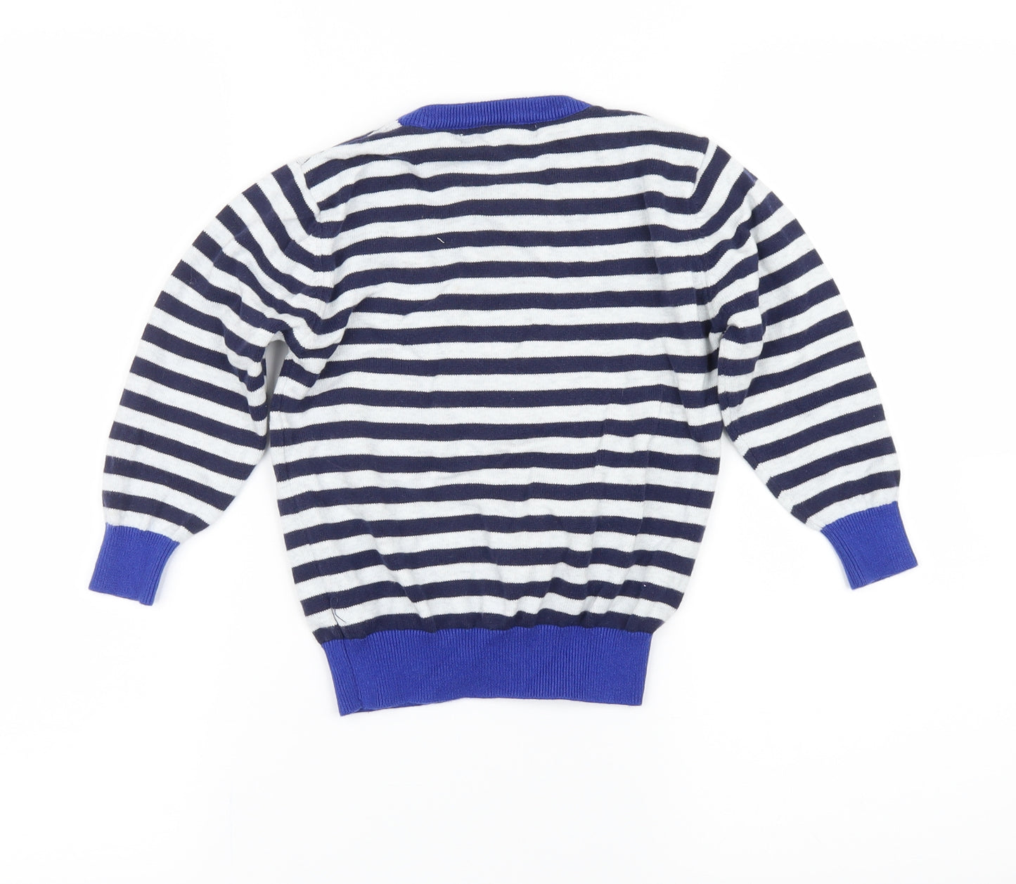 George Boys Blue Striped  Pullover Jumper Size 3-4 Years  - tractor