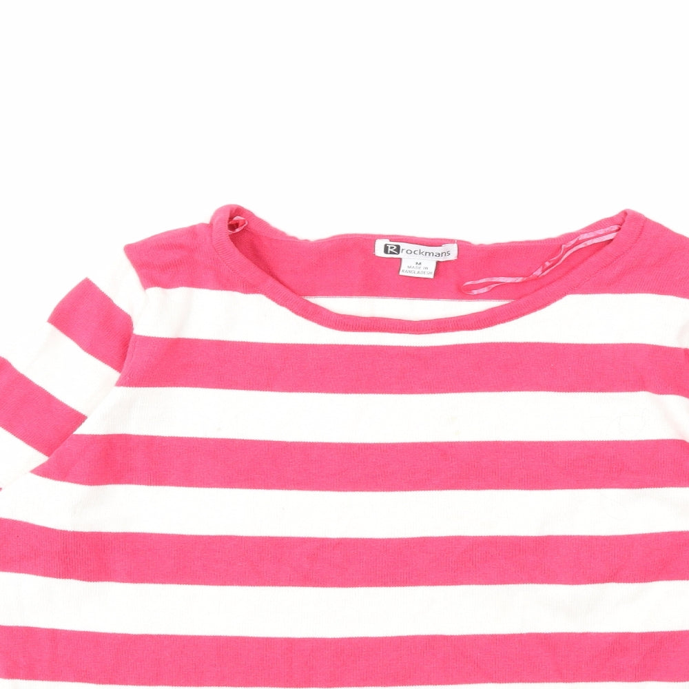 Rockmans Womens Pink Striped Knit Pullover Jumper Size M