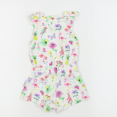 NEXT Girls White Floral  Romper Outfit/Set Size 18-24 Months  - Flamingos