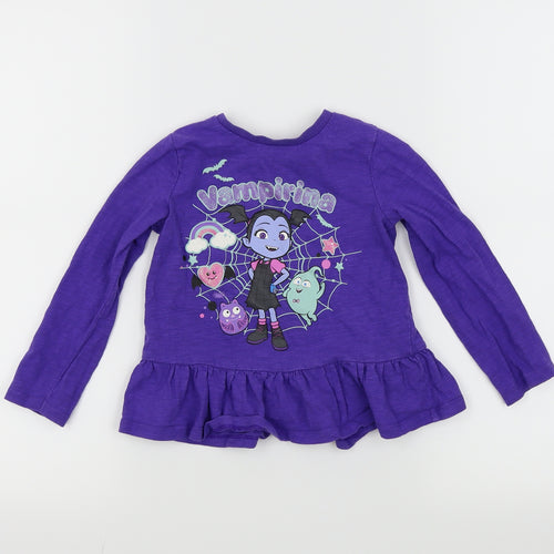TU Girls Purple   Basic T-Shirt Size 3-4 Years  - Vampirina