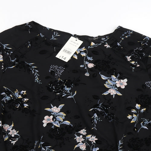 George Womens Black Floral Chiffon Basic Blouse Size 20