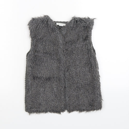Primark Girls Grey  Knit Vest Jumper Size 6-7 Years  - faux fur