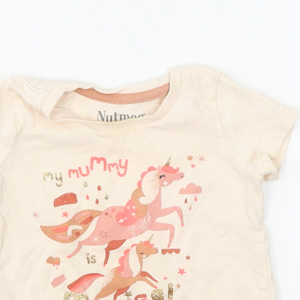 Nutmeg Girls Pink   Basic T-Shirt Size 12-18 Months  - unicorn my mummy is magical