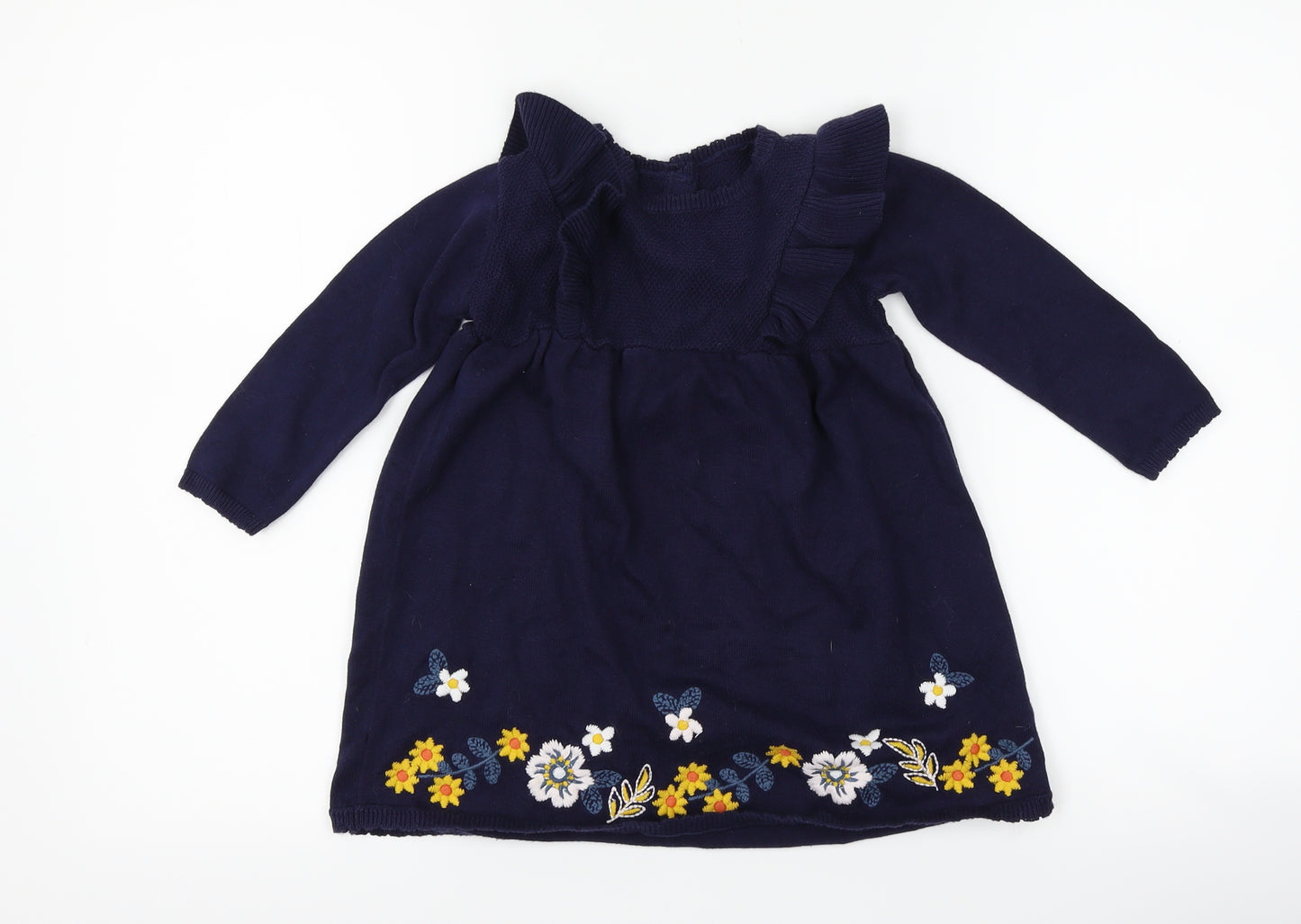 George Girls Blue Floral  Jumper Dress  Size 12-18 Months