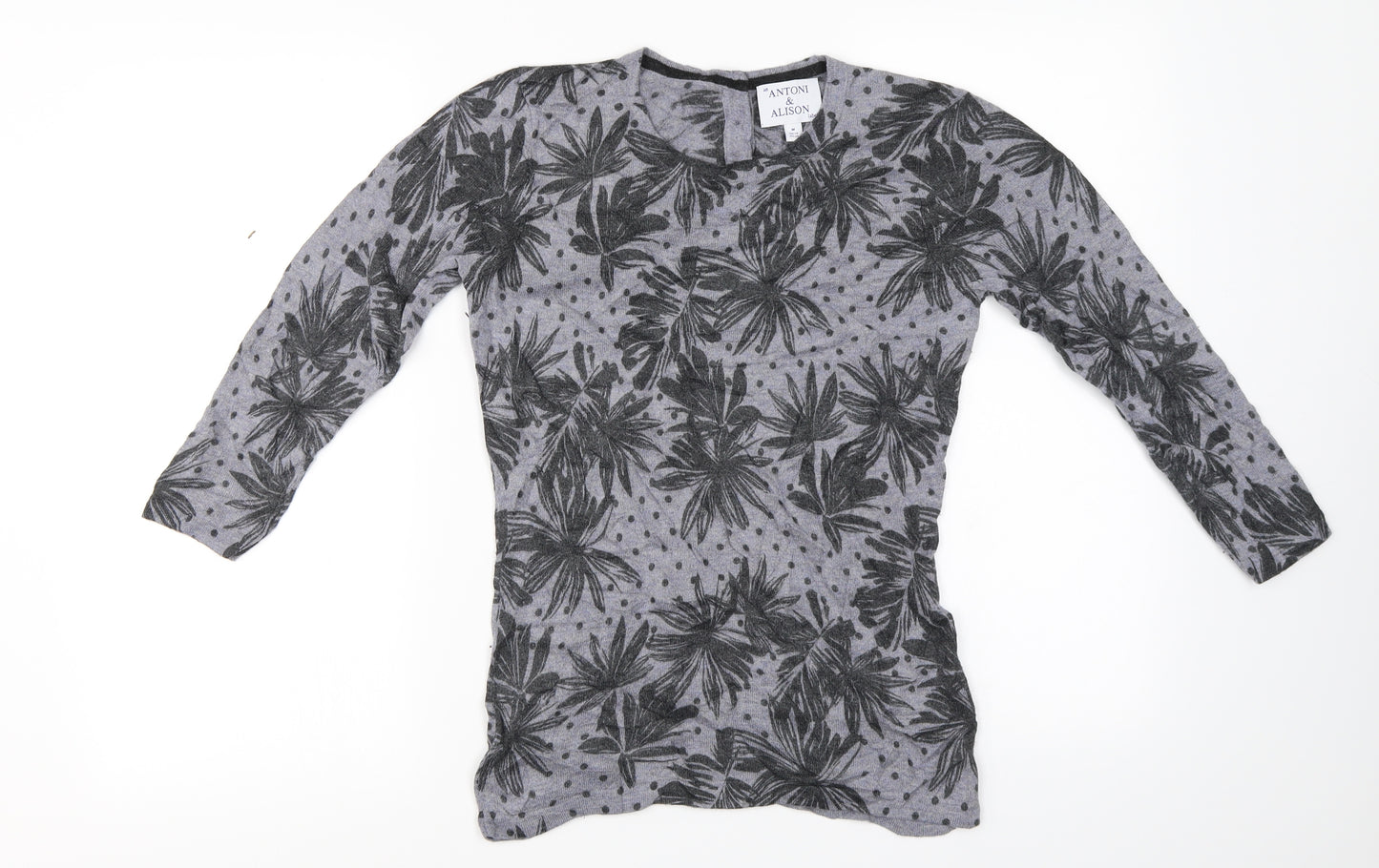 Antoni & Alison  Womens Grey Floral  Basic T-Shirt Size M