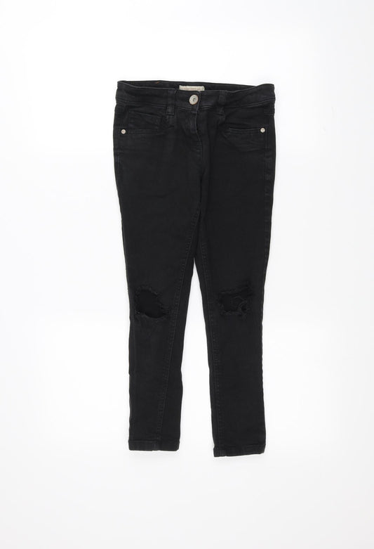 NEXT Boys Black   Skinny Jeans Size 9 Years - Ripped details