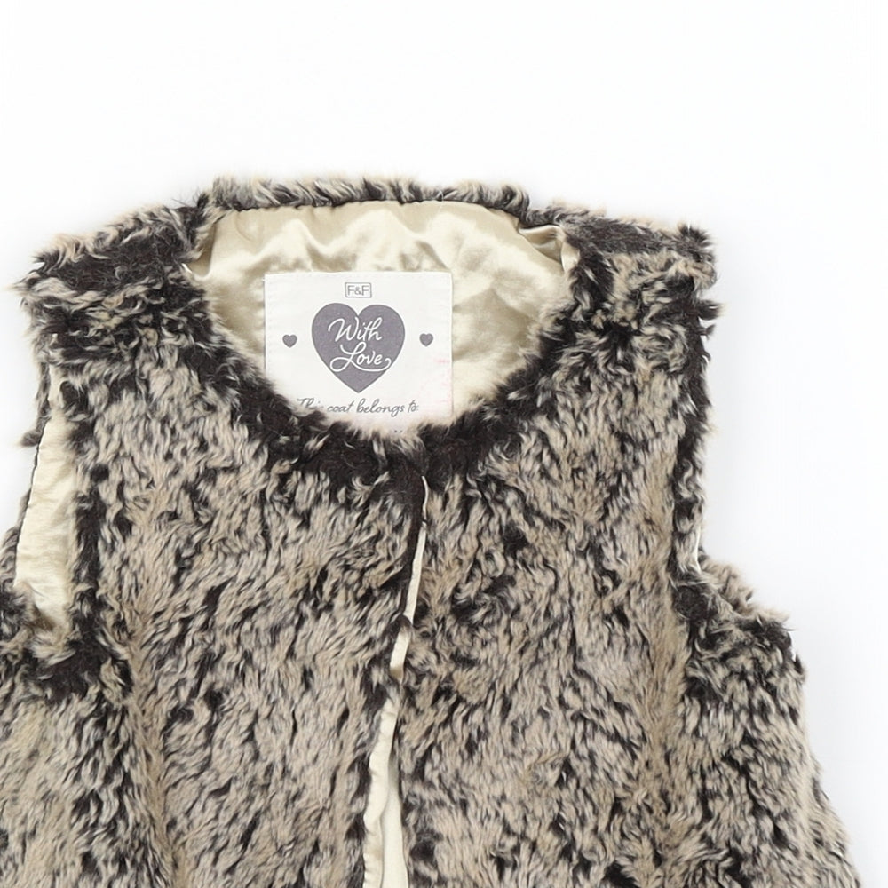 F&F Girls Brown   Gilet Coat Size 3-4 Years