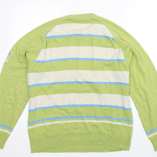 Quiksilver Mens Green Striped Knit Pullover Jumper Size L