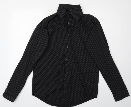 Burton Mens Black Striped   Dress Shirt Size S