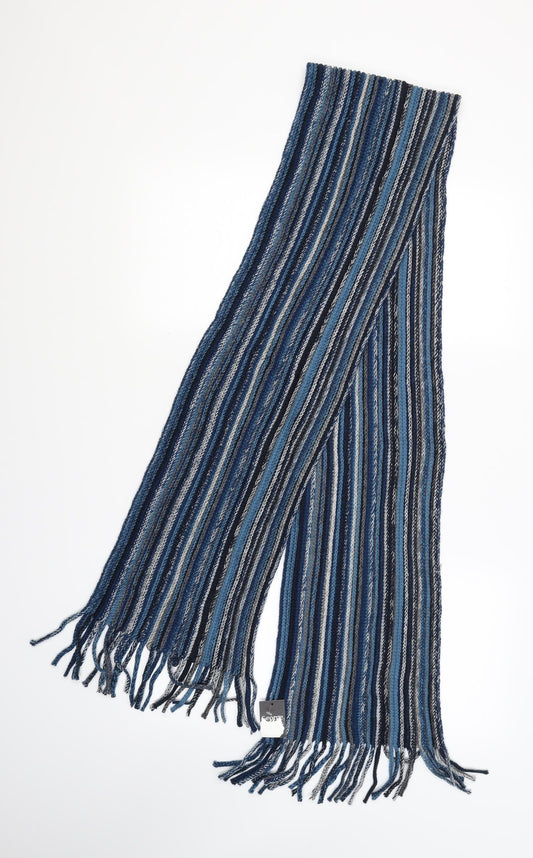George Mens Blue Striped Knit Scarf  One Size