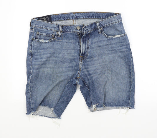 Abercrombie & Fitch Mens Blue  Denim Chino Shorts Size 33