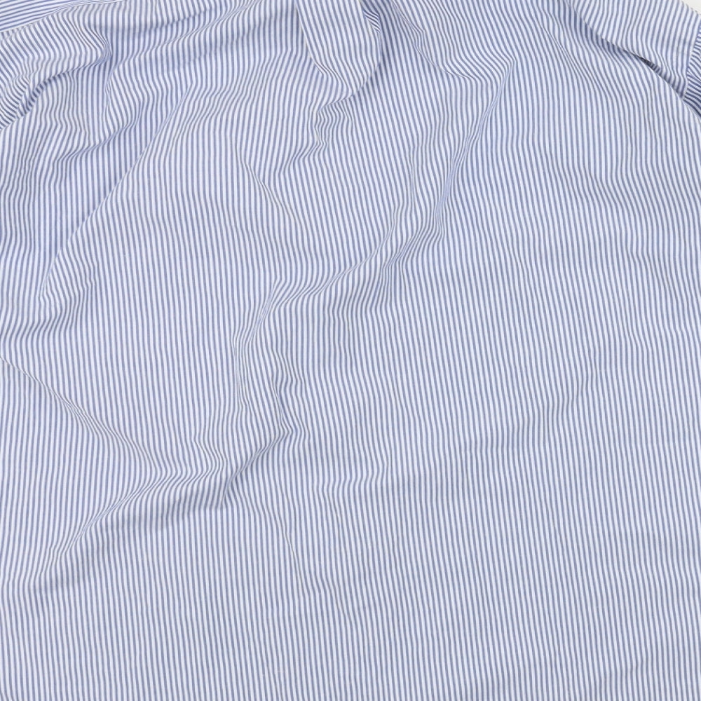 meicy Mens Blue Striped   Dress Shirt Size L