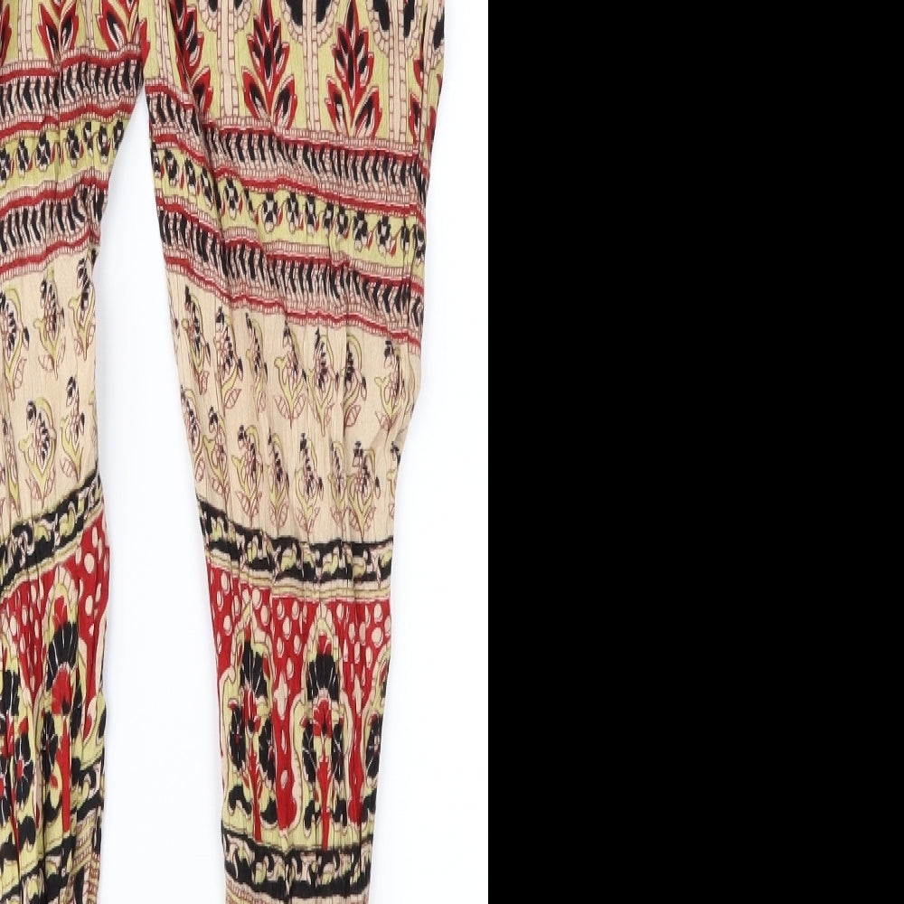 Angie Womens Brown Geometric  Trousers  Size S L28 in