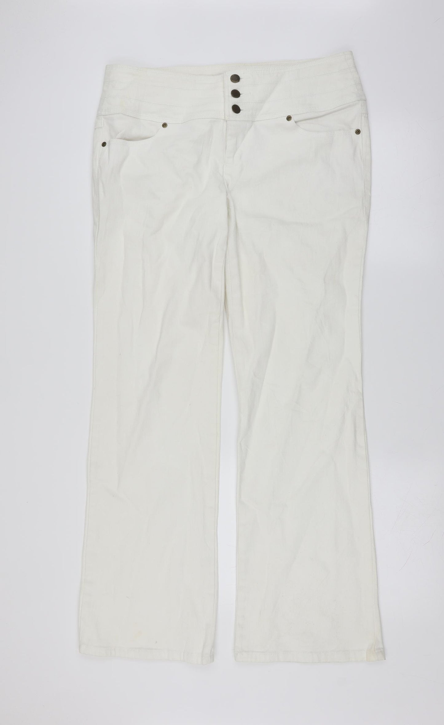 John Baner Womens White  Denim Bootcut Jeans Size 16 L31 in - Bootcut